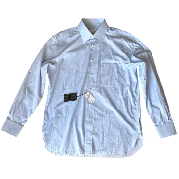 Ermenegildo Zegna Rossini blue micro striped regular fit dress shirt | 44 / 17.5 - Picture 6 of 16